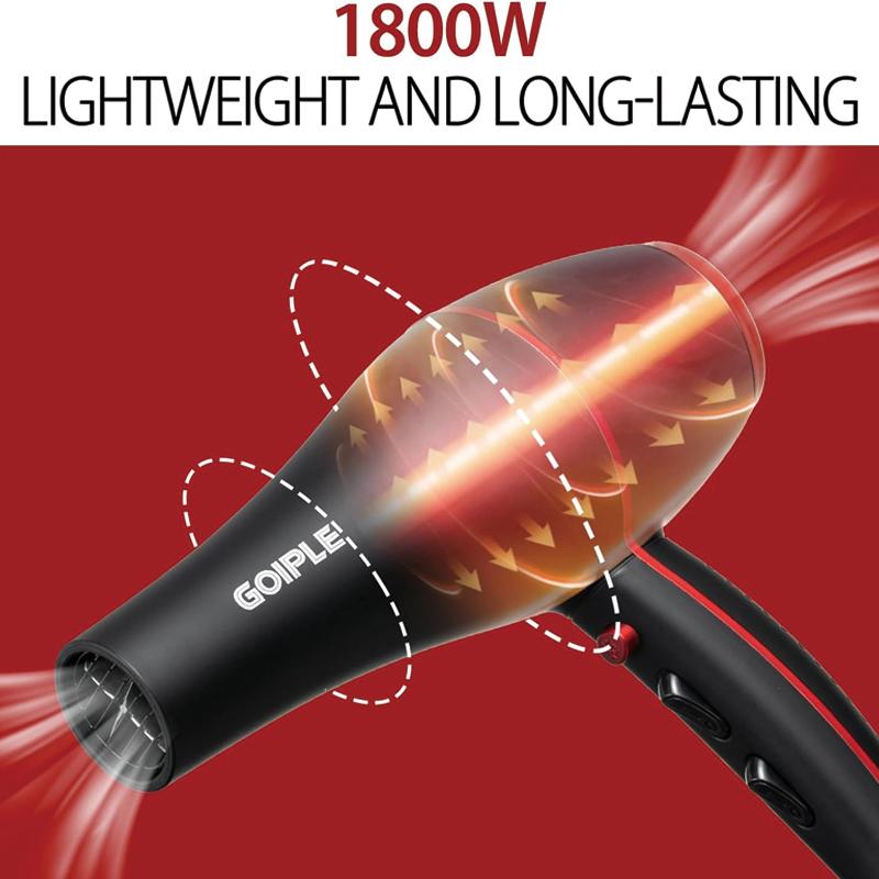  21Counts Hair Dryer Kit Lightweight Low Noise Ionic Blow Dryer Constant Temperature 1800W Professional Hair Dryers for Women Men with Brush Set