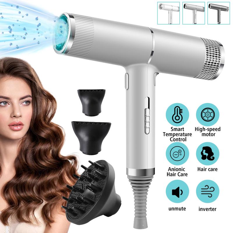 Hair Dryer with 3 Nozzles, 2 Temperature Levels,High-power 1000W Hair Dryer, 3 Wind Speeds, Hot and Cold Air, Double Temperature Control Protection, Low Noise, for Hair Salons, Homes, Dormitories, Travel, Gift Box