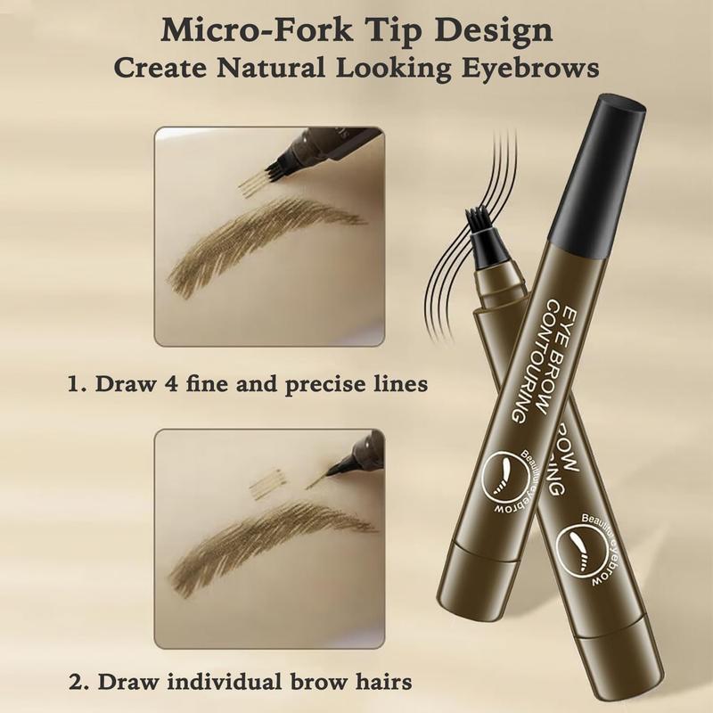 Eyebrow Pencil, 4 tip microblading eyebrow pen, eyebrow pencil for women, natural regain-looking brows, waterproof and long-lasting (dark brown)