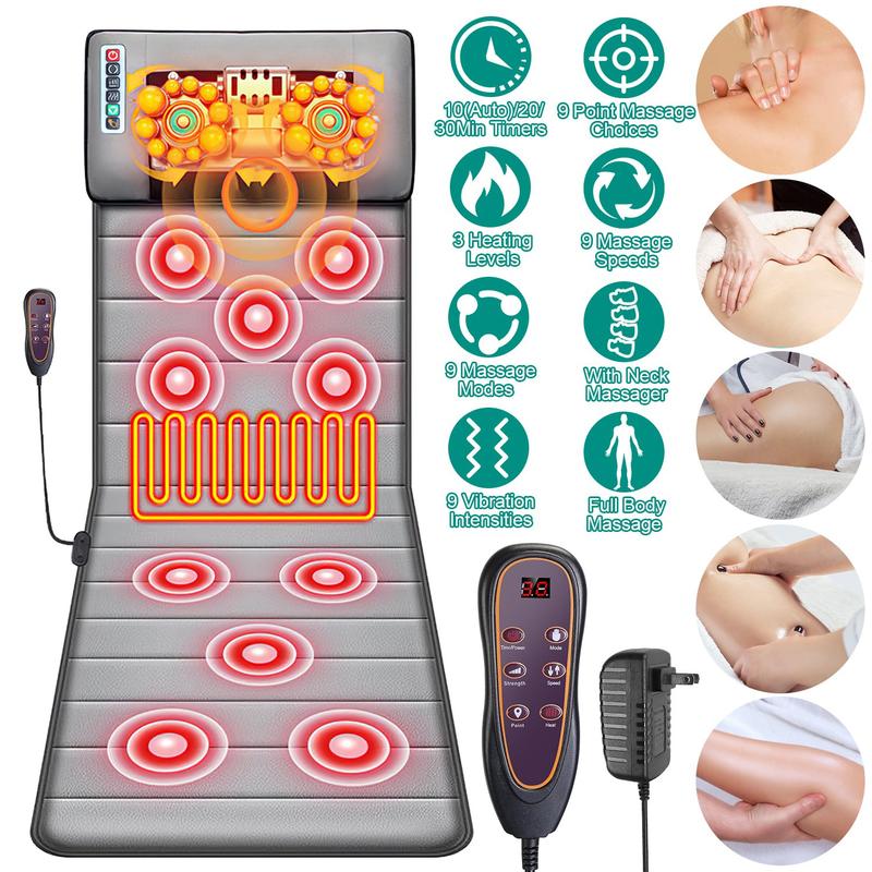 Full Body Massage Cushion with Heating 10 Neck Shiatsu Kneading Massage Heads, Multi-Function Electric Heated Massage Chair Back Cushion