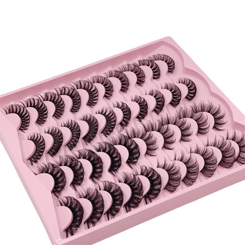 Fluffy False Eyelashes Cluster, 20 Pairs Wispy Cat Eye Look Faux Cluster Lashes, Natural Curling Eye Makeup Strip Lashes, Lashes Extension Kit, Makeup Products, Christmas, Christmas Gift