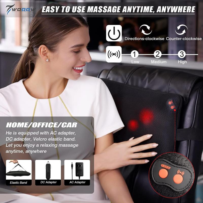 WOQQW Best Christmas Gift  Back Massager, Shiatsu Neck and Back Massager, Deeper Tissue Kneading Massage Pillow with Heat for Shoulders,Waist,Legs,Foot, Best Gift for Women Men Dad Mom,Best Christmas Gifts for Parents-Christmas surprise