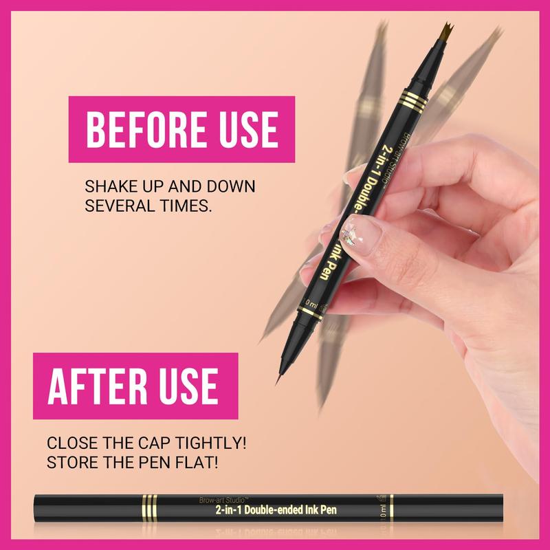 iMethod Microblading Eyebrow Pencil - Brow Pencil 2-in-1 Dual-Ended Eyebrow Pen with 3-Prong Micro-Fork-Tip Applicator and Precise Brush-Tip Create Natural-Looking Brows, Stay on All Day