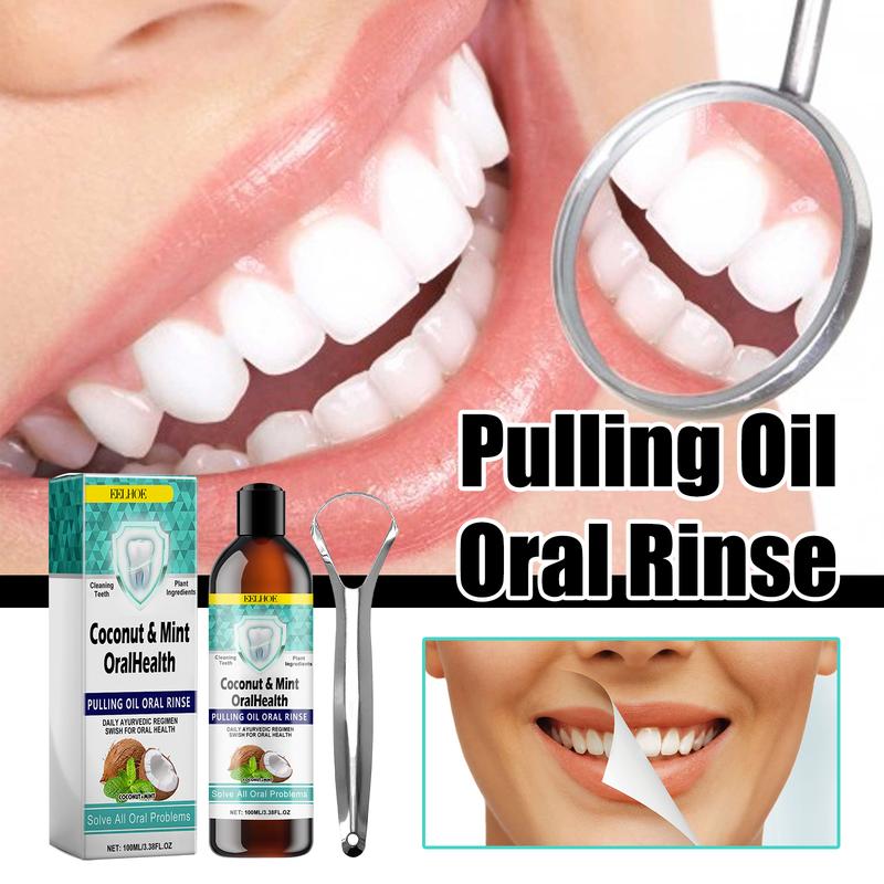 EELHOE Pulling Oil Oral Rinse, To Tartar Very Well Beautiful Teeth And Fresh Breath Clean Oral Care Gums Mouthwash Cleanser Cleansing