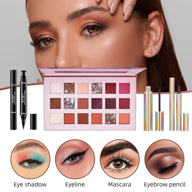 All In One Makeup Kit, Travel Makeup Kit, Makeup Kit for Women Full Kit, Makeup Gift Set for Women & Girls, Includes Foundation Eyeshadow Palette Lipstick Eyeliner Mascara Cosmetic Brush Set