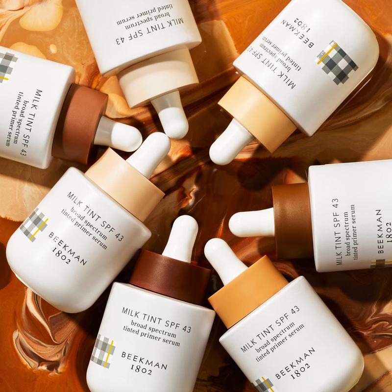 Beekman 1802 Milk Tint SPF 43 Tinted Primer Serum with Weightless Finish for Flawless No-Makeup Look - 7 Shades Available - 30ml