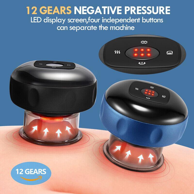 Electric Suction Cupping Set, Smart Cupping Machine, 12 Gear Temperature Control Smart Timing Suction Cup Neck Shoulder Massager