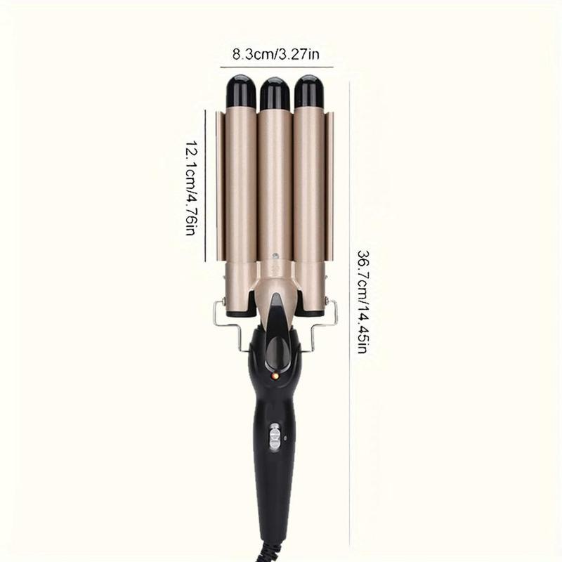 Portable 3-Tube Hair Curler, 1 Box Hair Curling Iron with 3 Counts Barrels, Hair Styling Tool for Home & Travel, Create a Wavy Hairstyle