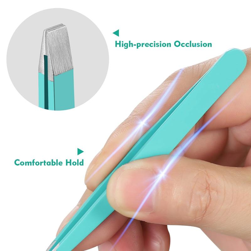 4-piece tweezers set for women, multicolored, with great precision for facial hair, ingrown hair and splinter removal.