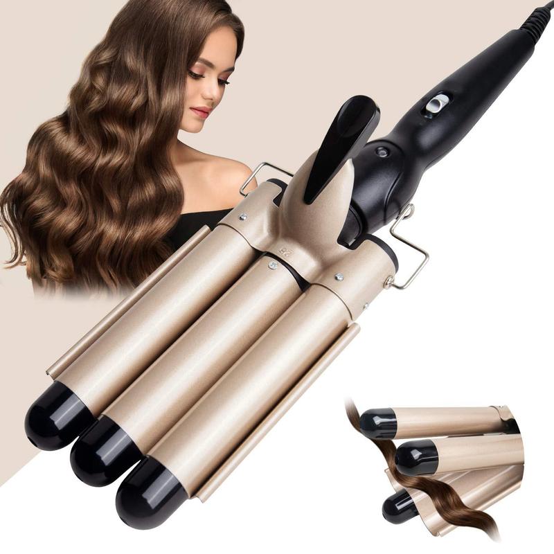 Portable 3-Tube Hair Curler, 1 Box Hair Curling Iron with 3 Counts Barrels, Hair Styling Tool for Home & Travel, Create a Wavy Hairstyle