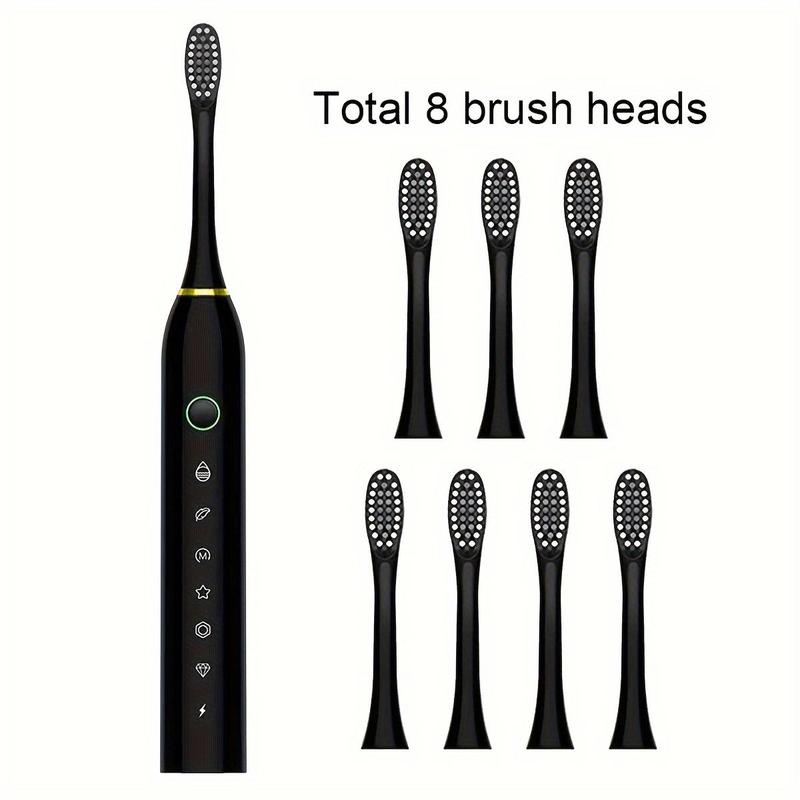 Portable Electric Toothbrush Set for Christmas Gift, 1 Box Rechargeable Sonic Toothbrush & 4 Replacement Brush Heads, Oral Care Tool for Adults