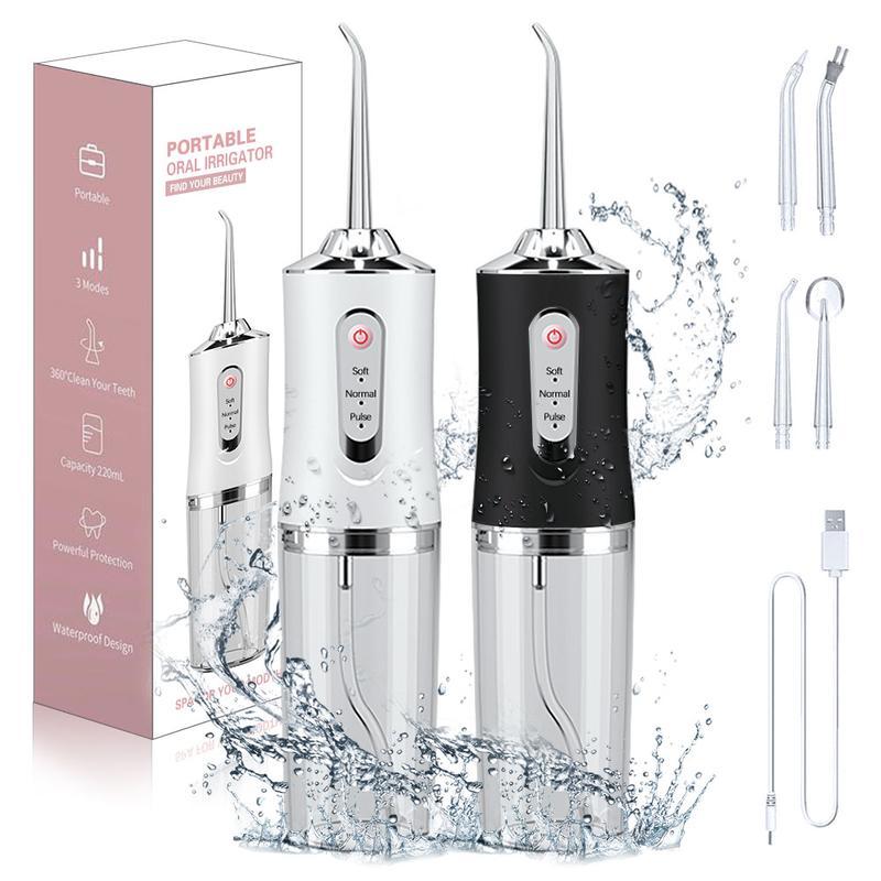 Rechargeable Water Flosser, 1 Set Portable Orallrrigator with 4 Counts Jet Tips, Waterproof TeethCleaner, 3 Modes Teeth Cleaning Tool for Home& Travel, Water Flosser For Teeth, Halloween,Christmas, Fall Gift, Winter Gift, Gift