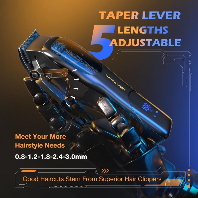 [BARBER'S SUPPLIES] SUPRENT PRO The Mecha - Professional Hair Clippers for Men - High Torque Brushless Motor and DLC Coated Ceramic Blade, Cordless Hair Clippers Set  with Charging Dock for Barbers and Self cut, Premium Gift for Men