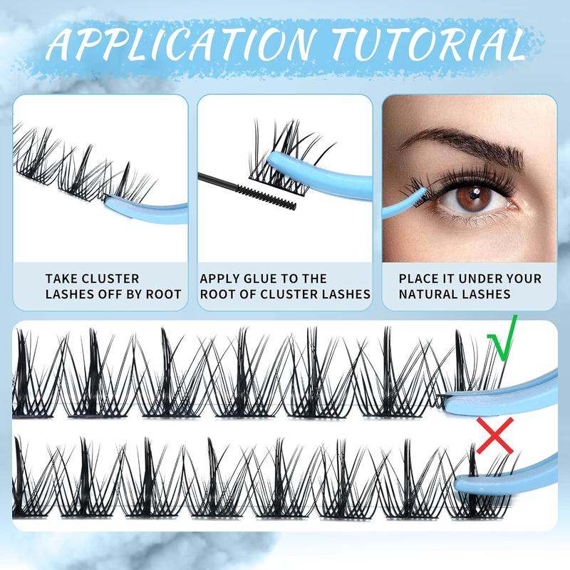 Natural Look Cluster False Eyelashes (96pcs box), Individual Lashes Extensions, Eye Makeup Supplies for Women & Girls, Christmas Gift