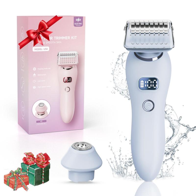 Electric Shaver for Women, 1 Box Rechargeable Women's Electric Shaver with Replacement Heads, Wet & Dry Use Bikini Trimmer for Women