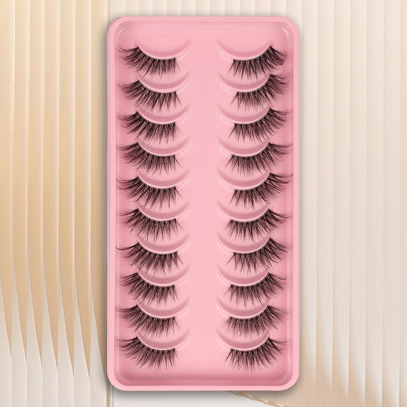 Half Eye False Eyelashes Set, 10 Pairs Natural Look Fluffy Curly Thick Faux Eyelashes, Portable Makeup Tool for Women, Eyelash Extension Cosmetic Gift, Lashes Extension Kit, Christmas Gift