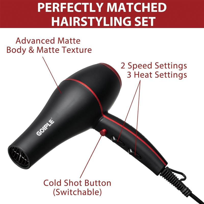  21Counts Hair Dryer Kit Lightweight Low Noise Ionic Blow Dryer Constant Temperature 1800W Professional Hair Dryers for Women Men with Brush Set