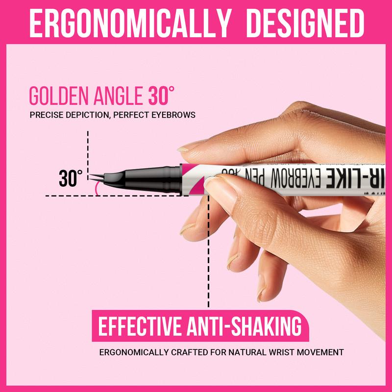 iMethod Curved Eyebrow Pen - Microblading, Liquid,  2-in-1 Dual-Ended with Micro-Fork-Tip Applicator, Waterproof and Long Lasting Makeup