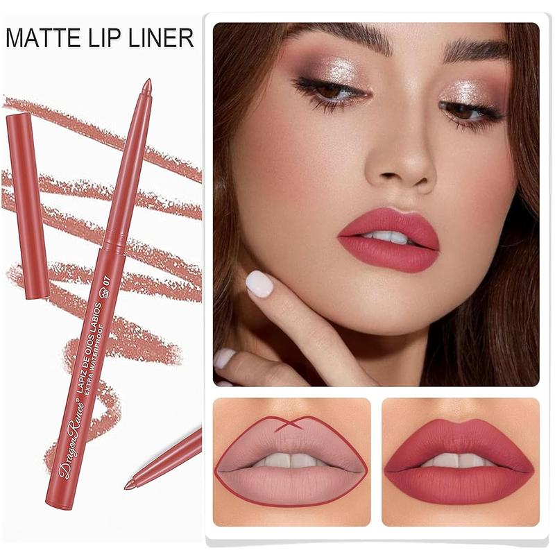 12 Colors Lip Liner Combo, Matte Lipstick Lip Liner Set, long-lasting Lip Pencil Waterproof & Non-Stick Cup, Smooth Texture High Pigmented Natural Lip Pen Makeup Gift