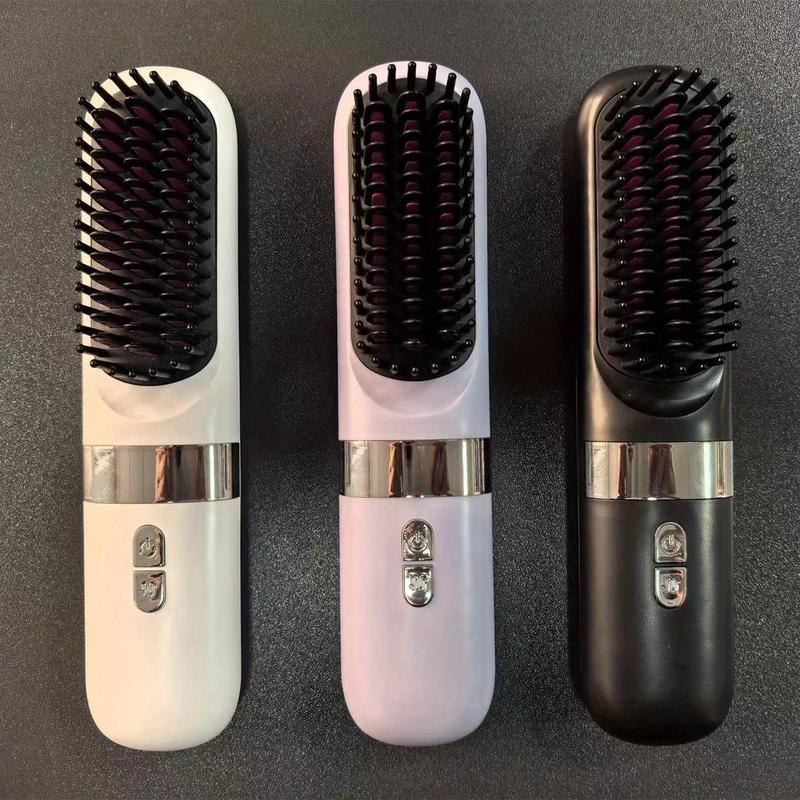 Cordless Mini Hair Straightening Brush, Six-speed Temperature Adjustment Fast Heating Hair Care Brush, Portable Straightening and Curling Brush, Anti-scalding and Auto-off, Travel Friendly, Gift for Women