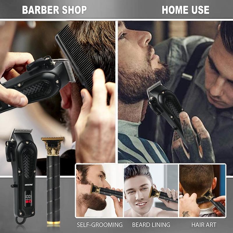 Professional Hair Cutting Machines Set, LCD Display USB Rechargeable Hair Trimmer & T-blade Trimmer & Accessories, Great Gifts for Men