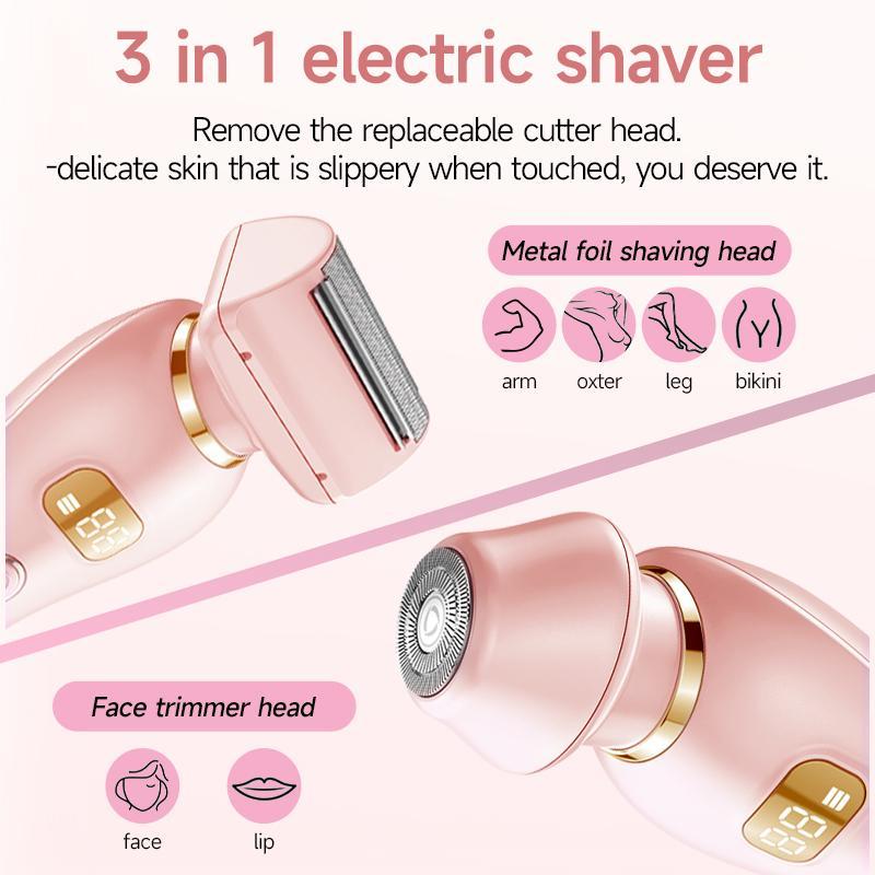 Electric Shaver for Women, 1 Box Rechargeable Women's Electric Shaver with Replacement Heads, Wet & Dry Use Bikini Trimmer for Women