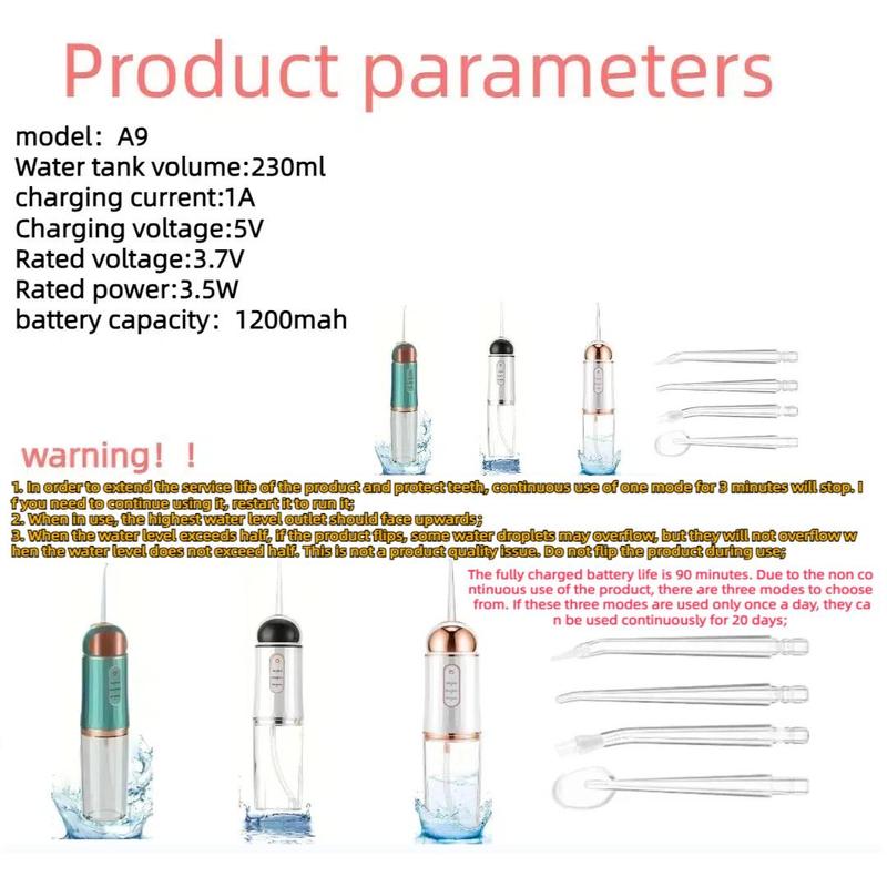 Portable Rechargeable Water Flosser, 1 Set Cordless Oral Irrigator & Accessories, Oral Care Tool for Home & Travel, Oral Hygiene Products, Christmas Gift