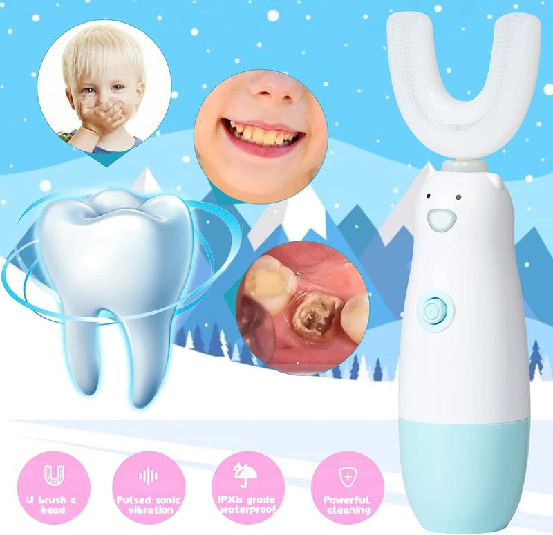 Electric Toothbrush6 Cleaning Models U Shaped     360 Automatic Sonic  Toothbrushes for 8-13 Years Old for Boys GirlsBlue