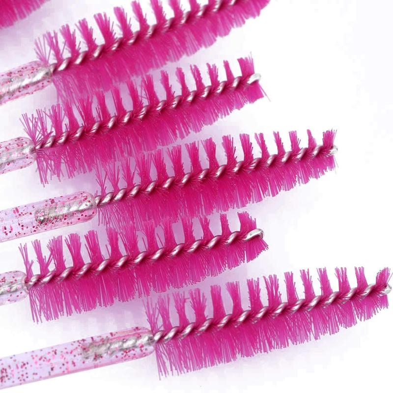 200 Disposable Eyelash Brush Mascara Wands Spoolies for Eye Lashes Extension Eyebrow Purple Pink