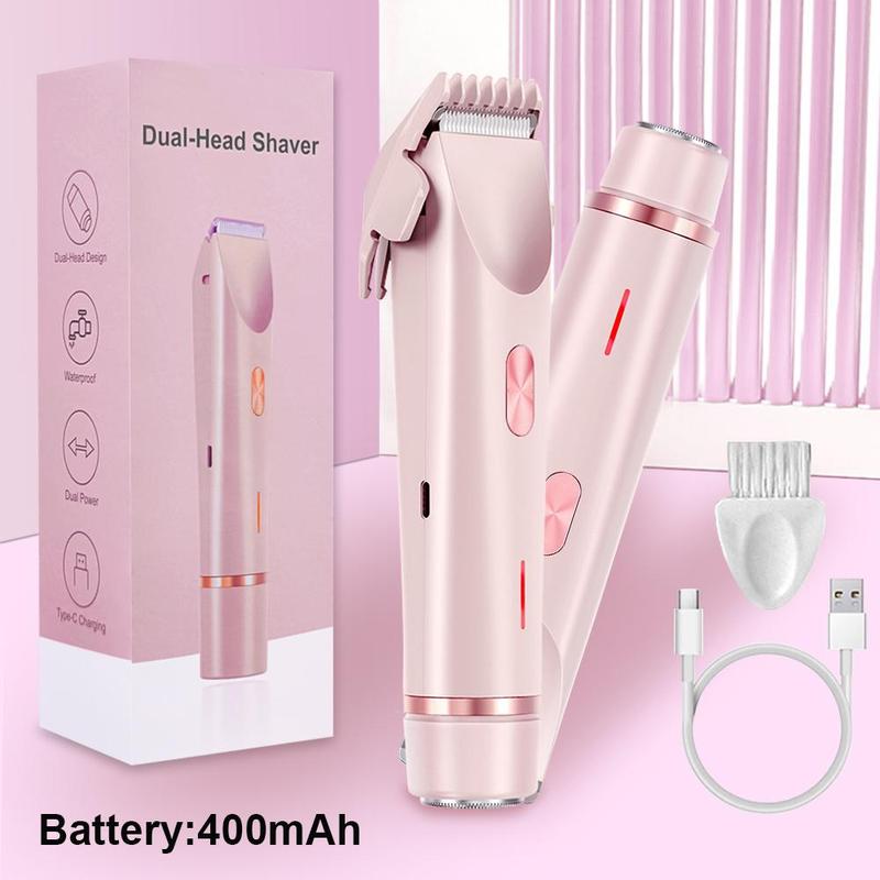 Electric Hair Removal Tool, Rechargeable Body & Facial Hair Removal Double Head Electric Shaver, Painless Trimming of Pubic Face Underarm Legs