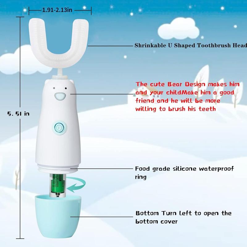 Electric Toothbrush6 Cleaning Models U Shaped     360 Automatic Sonic  Toothbrushes for 8-13 Years Old for Boys GirlsBlue