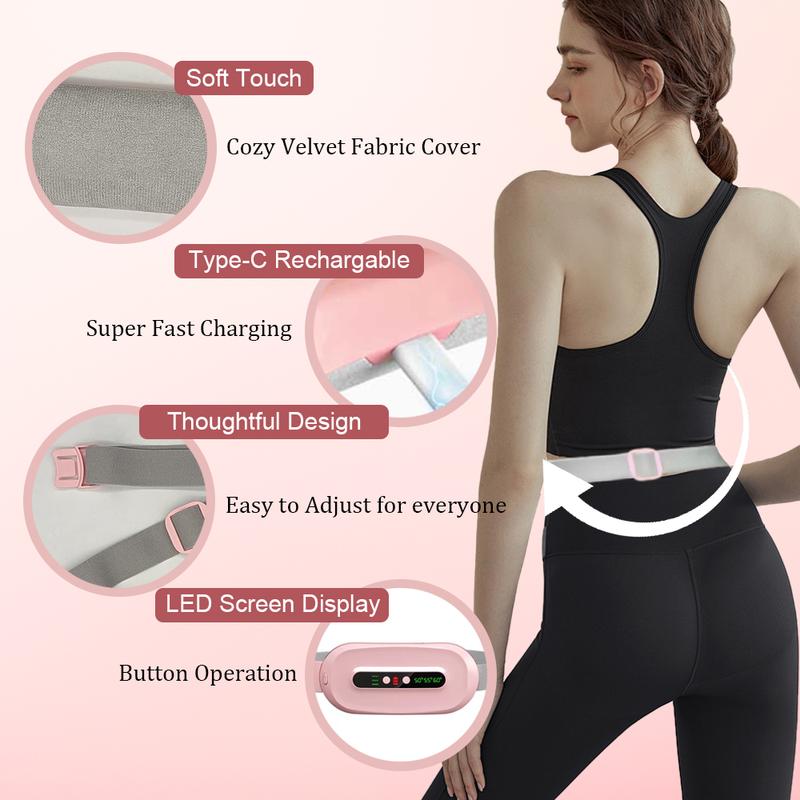 Wearable Electric Menstrual Heating Pad, Hot Massage Heating Pad, warming belt for Cramps with Vibration & Massage, Abdominal Relieve with Three Levels, Best Gifts for Woman