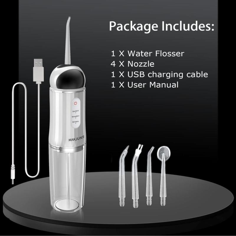 Portable Rechargeable Water Flosser, 1 Set Cordless Oral Irrigator & Accessories, Oral Care Tool for Home & Travel, Oral Hygiene Products, Christmas Gift