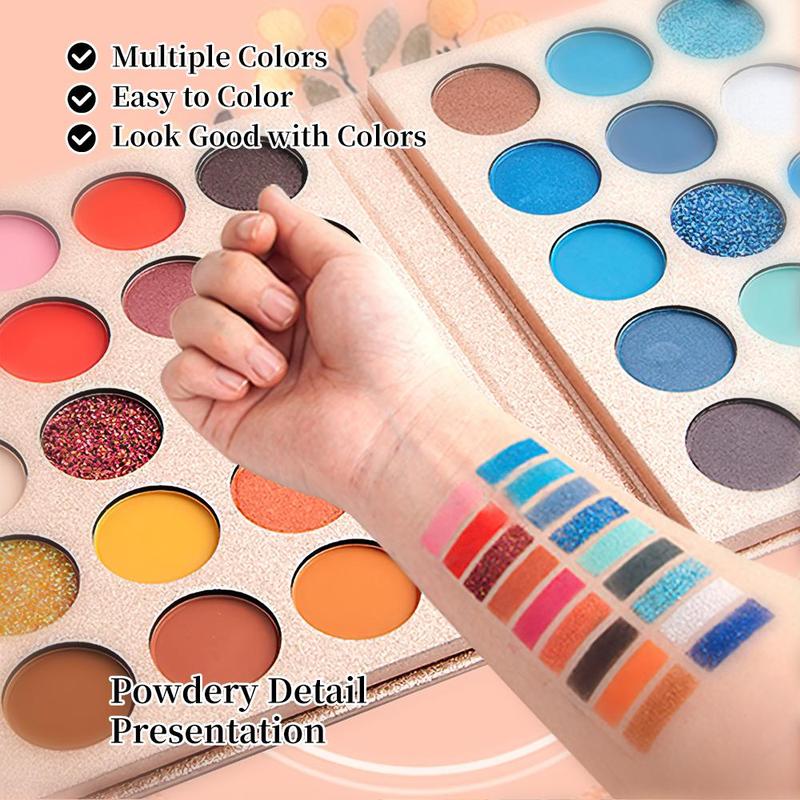 65 Color Eyeshadow Palette & Makeup Brush Set, Including 1 Waterproof Matte & Glitter Eye Shadow Disc & 8 Facial & Eye Makeup Brush