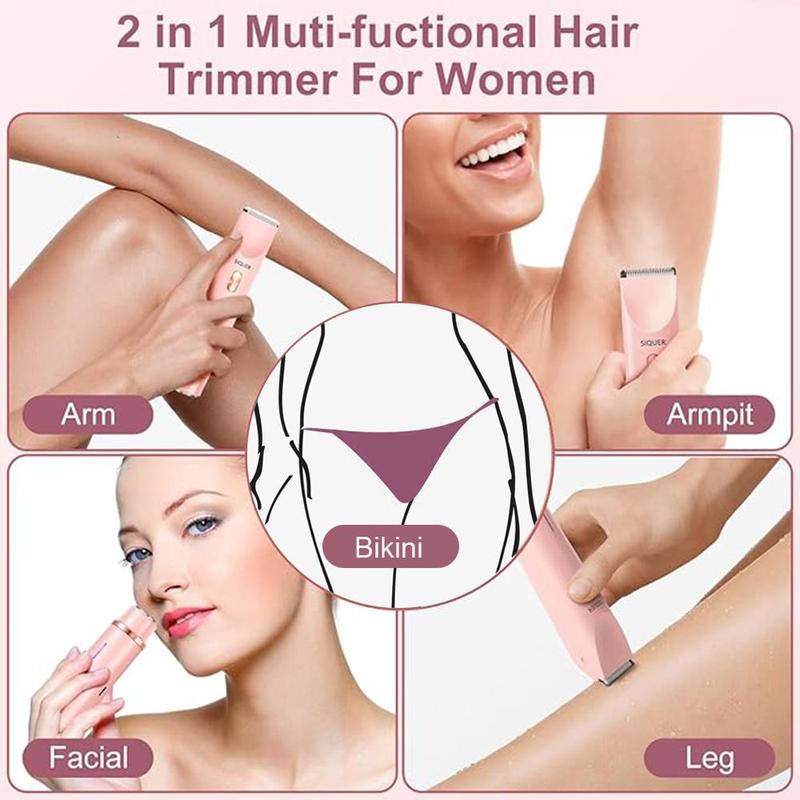 Electric Hair Removal Tool, Rechargeable Body & Facial Hair Removal Double Head Electric Shaver, Painless Trimming of Pubic Face Underarm Legs