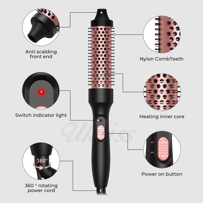 Hot Round Brush, Ceramic Tourmaline Hair Brush, Thermal Hair Brush for Women & Men, Professional Hair Styling Tool for Home & Salon Use