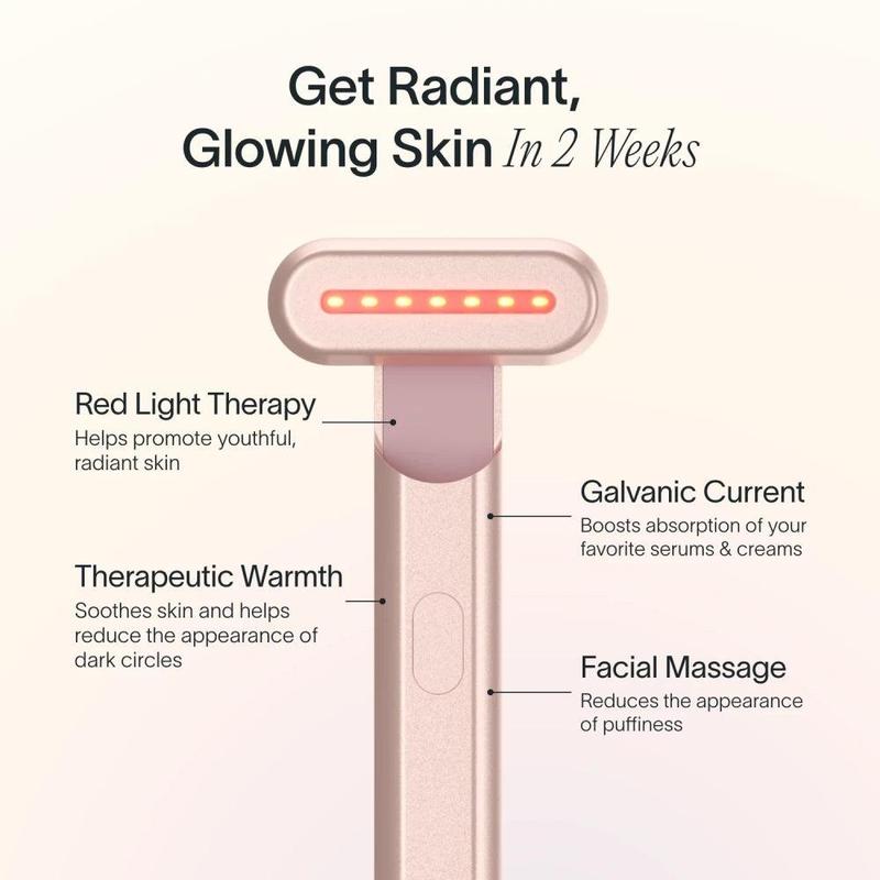 4-in-1 Radiant Renewal Skincare Wand with Red Light Therapy, Facial Massage, Galvanic Current, and Therapeutic Warmth - for Facial Comfort, Reducing the Appearance of Wrinkles and Fine Lines