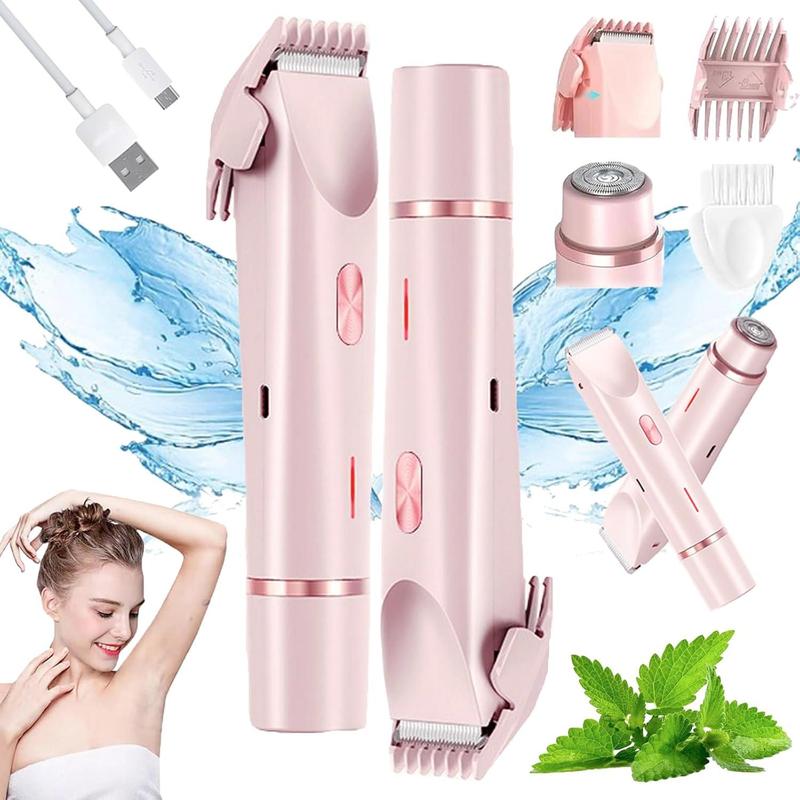 2 in 1 Dual Head Electric Hair Trimmer, 1 Box Waterproof Wet & Dry Hair Remover & Accessories, Women's Electric Shaver for Legs Armpits,  Electric Epilator Hair Removal,  Epilator Hair,  Hair Removal Kit