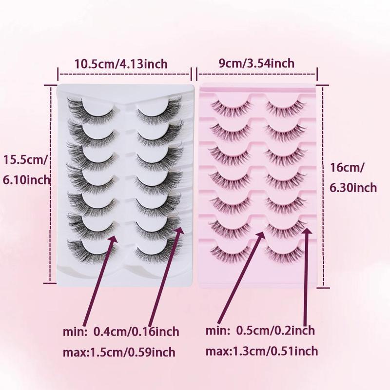 5D Curling False Eyelashes, Natural Look Self Grafting Fake Eyelashes, Eye Makeup Enhancement False Eyelashes for Women & Girls