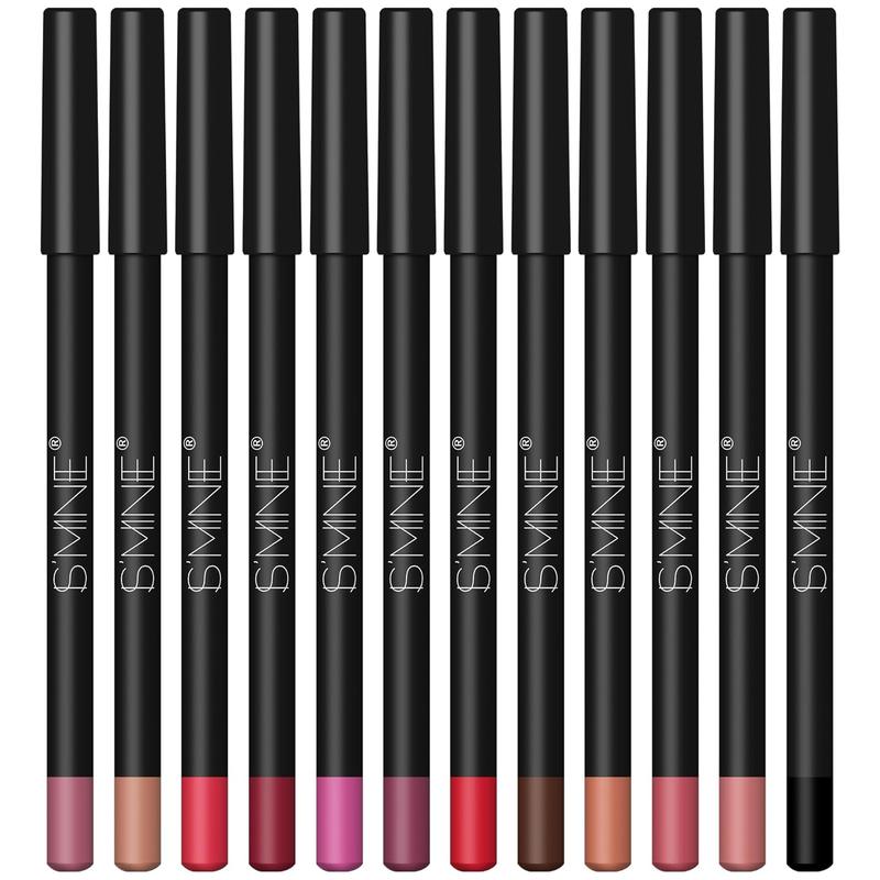 12 count Lip Liner Pencil, Nice Color Precise Lining Creamy formula Versatile Long  Eyeliner Lip Lining kit (Set A)