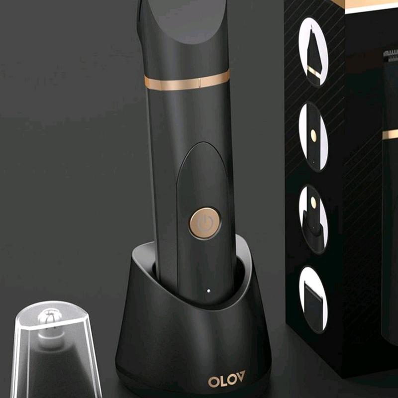 OLOV Electric Body Hair Trimmer - USB Recharge, Replaceable Ceramic Blade Heads, Waterproof, Safe, Cordless - Comfort, Black Basic Version