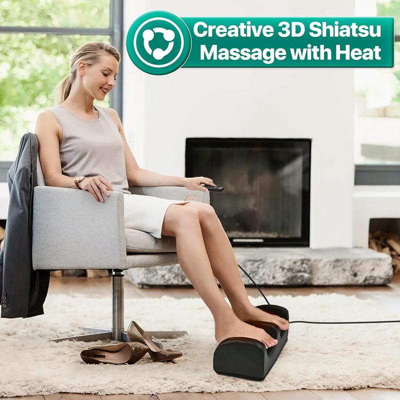 Foot and Calf Massager with Heat, Shiatsu Electric Kneading Foot Massager Machine for Plantar Fasciitis, Built-in Infrared Heat Function, Pain Relief, Promotes Blood Circulation Therapy Comfort