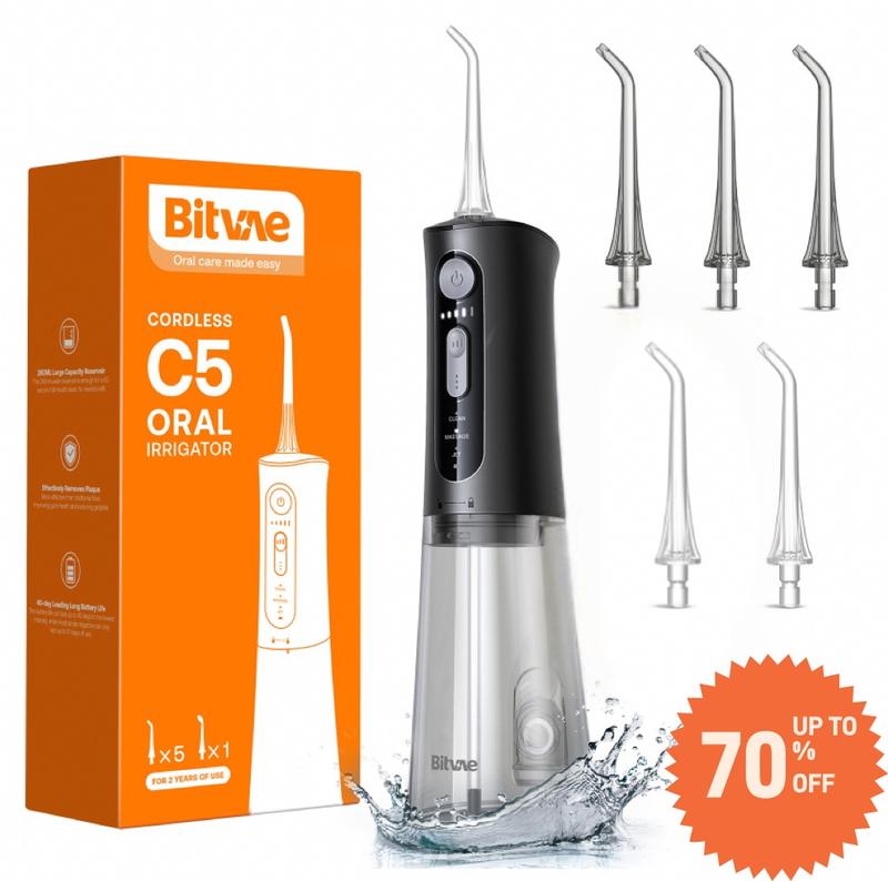 Bitvae C5 Water Flossers for Teeth - Cordless Portable Oral Irrigator, Powerful and Rechargeable Water Flosser for Teeth, Brace Care, IPX7 Waterproof Water Picks for Cleaning  C1 C6