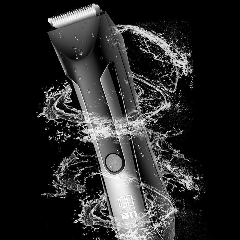 USB Rechargeable Electric Hair Trimmer Kit, 1 Box LCD Display Waterproof Hair Shaver & Accessories, Portable Hair Trimmer for Men, Christmas Gift