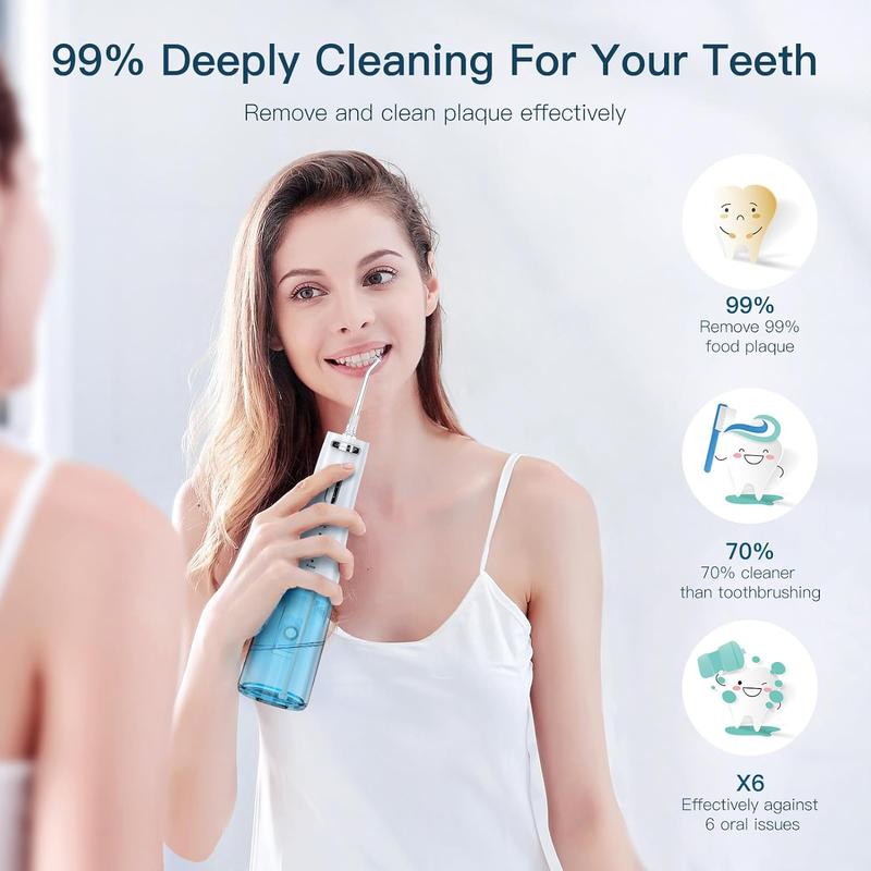 Professional Dentist Recommended 4 in 1 Cordless Water Flosser 300ML 4 Pressure Modes 4 Replaceable Nozzles Rechargeable Toothpick Cleaning Teeth Oral