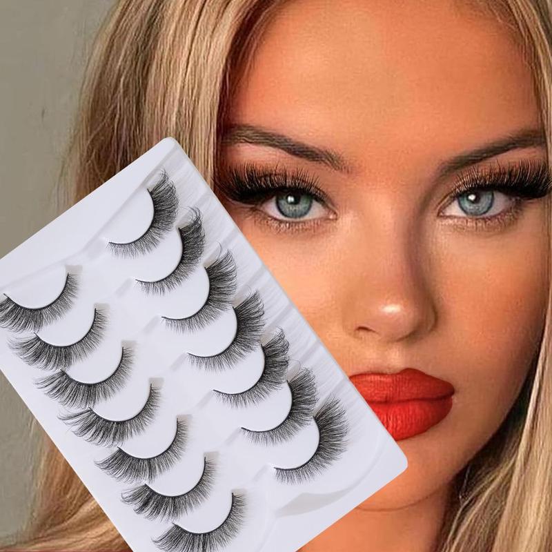 5D Curling False Eyelashes, Natural Look Self Grafting Fake Eyelashes, Eye Makeup Enhancement False Eyelashes for Women & Girls