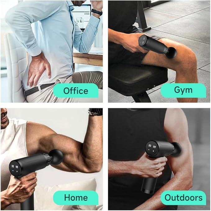 Massage Gun Deep Tissue, Mini Percussion for Athletes, Portable Muscle with 6 Attachments Pain Relief - Back, Neck, Body & 30 Speed (Black)