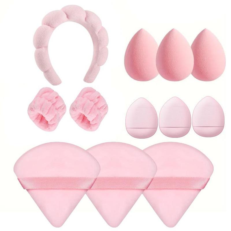 Makeup Sponge Powder Puff Headband Wristband Set, 12pcs set Skincare Makeup Sponges Makeup Puffs Facial Washing Headband wristbands Supplies