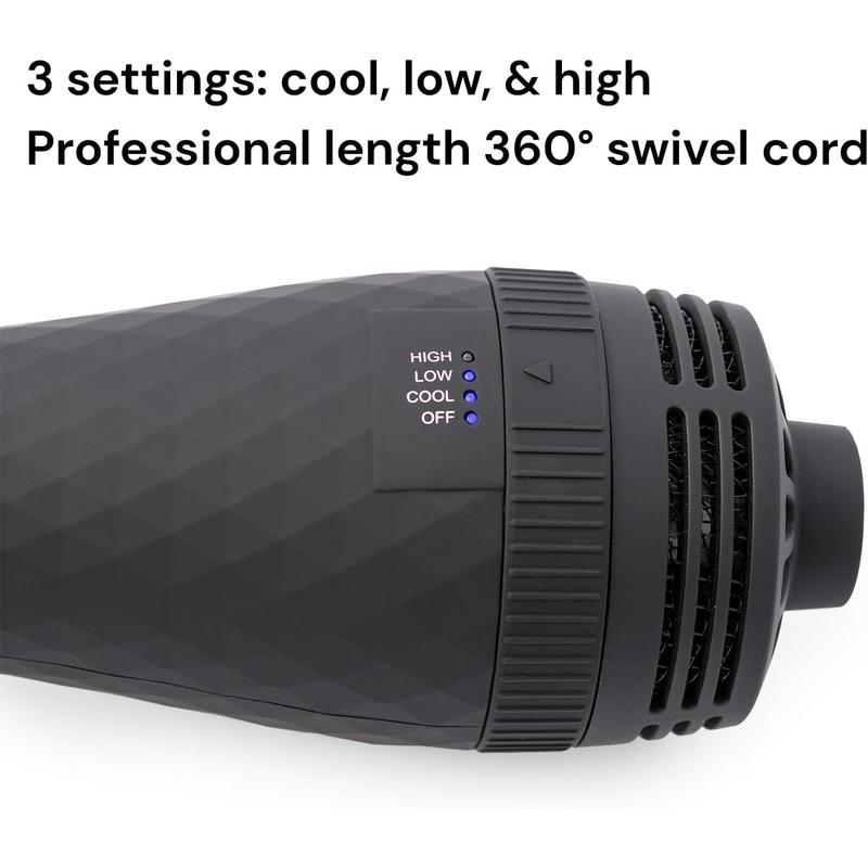 L'ANGE HAIR Le Volume 2-in-1 Titanium Blow Dryer Brush | Hot Air Brush in One with Oval Barrel | Hair Styler for Smooth, Frizz-Free Results for All Hair Types (Black - 75 mm)