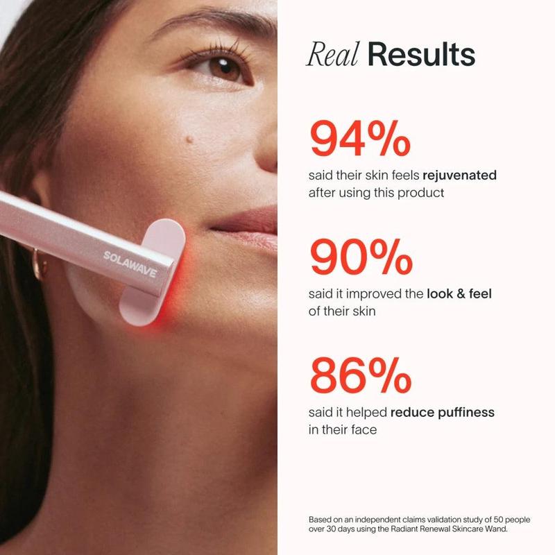 4-in-1 Radiant Renewal Skincare Wand with Red Light Therapy, Facial Massage, Galvanic Current, and Therapeutic Warmth - for Facial Comfort, Reducing the Appearance of Wrinkles and Fine Lines